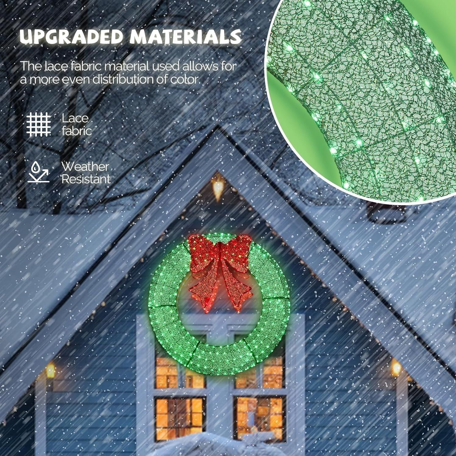 🎄 Sparkle-now Pre-sale! 🎀✨Pre-lit Large Christmas Wreath, Outdoor Christmas Wreath